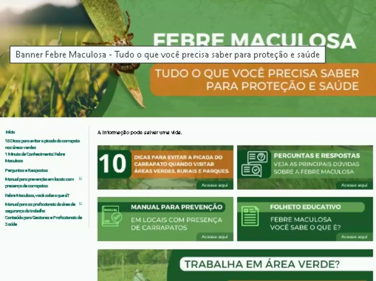 Prefeitura lança hotsite com informações sobre a febre maculosa